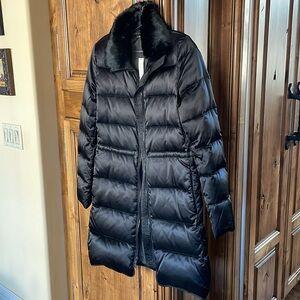 THEORY Black Fur Collar Parka P